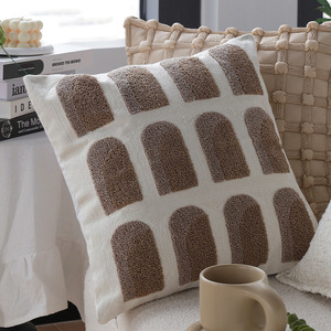 Cojín Decorativo Nórdico Moderno Beige para Sofás, Funda <span class=keywords><strong>de</strong></span> Cojín <span class=keywords><strong>de</strong></span> <span class=keywords><strong>Lino</strong></span> Jacquard <span class=keywords><strong>de</strong></span> Lujo, Funda <span class=keywords><strong>de</strong></span> Almohada Texturizada para Dormitorio - Product Image 2
