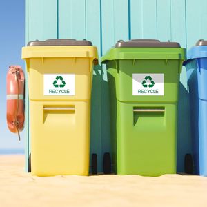 Recycle Symbol Sticker PVC Rectangle <b>Waterproof</b> <b>Label</b> For Trash Bin Minimalist Design Matte Finish - Product Image 3