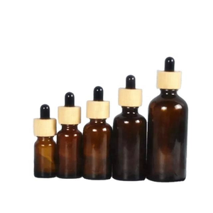 Flacons compte-gouttes avec bouchons en bambou, forme cylindrique, pour sérum de soin de la peau, usage cosmétique - Product Image 2