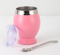 Tasse à maté en acier inoxydable sous vide de 10 oz avec logo personnalisé, gourde à maté avec filtre métallique et paille réutilisable, mug à thé pour cadeau en gros