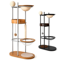 Arbre à chat double cabine avec capsule transparente en acrylique, nid tressé et griffoir en sisal – Service OEM/ODM personnalisé