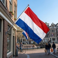 3x5-Fuß Maßgefertigte Niederländische Flagge; Vliesstoff-Polyester Outdoor-Werbeflagge; UV-beständige Digital Bedruckte Beschilderung