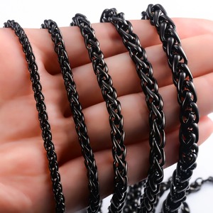 Collana Lunga in Acciaio Inossidabile con Catena a Grano per Uomo e Donna, Girocollo Placcato Nero, Accessori per Gioielli Fai-da-Te - Product Image 5