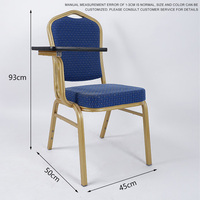 Chaise de conférence à structure métallique avec tablette d'écriture, chaise de formation rembourrée en tissu, chaise de conférence scolaire