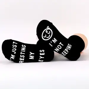 Custom Mens Gift Sock With Funny Sayings Non Slip Grip Soles Slipper Crew Fun Gripper Gift Socks