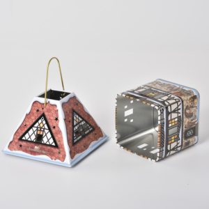 Boîte de rangement artisanale en métal moderne exquise avec poignée LP 87X87X168 boîte en métal souvenir à impression offset - Product Image 1