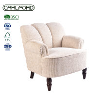 Fauteuil d'appoint moderne en velours côtelé avec accoudoirs côtelés, fauteuil individuel avec pieds en bois, vente en gros pour salon et chambre à coucher