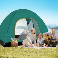Tente de camping d'extérieur automatique instantanée, démontable, une chambre, quatre saisons, avec couverture de lanterneau, crochets, verte, toutes saisons, base en Oxford 150D PU