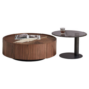 Minimalist Solid Wood <b>Coffee</b> <b>Table</b> Round <b>Walnut</b> Modern Living Room Furniture - Product Image 5