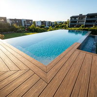Plancher creux WPC de haute qualité à grain de bois 3D, surface lisse et résistante, idéal pour les espaces de loisirs.