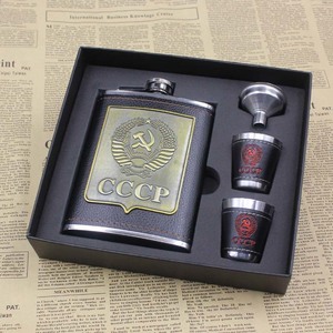 Botella de Licor de Cuero Personalizada de 6/7/8 oz, Botella de Vino de Acero Inoxidable, Juego de Regalo con Embudo para <span class=keywords><strong>Whisky</strong></span> y Vino - Product Image 6
