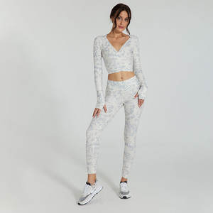 ชุดออกกำลังกายเอวสูงสำหรับผู้หญิงชุดเล่นฟิตเนสยิมชุดเล่นกีฬาแบบกำหนดเอง - Product Image 2