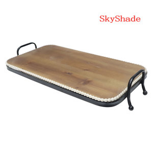 Bandeja de madera hecha a mano Art Deco moderna bandeja de servicio decorativa de Mesa para el hogar para almacenamiento de comidas y uso doméstico - Product Image 3