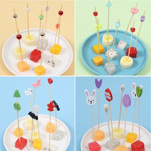 Piques à <span class=keywords><strong>cocktail</strong></span> en bambou en forme de cœur personnalisables, écologiques, jetables, pour sandwichs aux fruits - Product Image 4