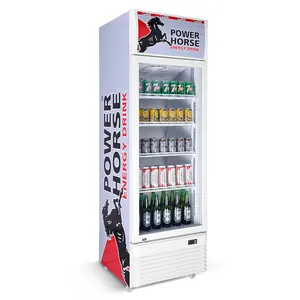 280L Single glass door cold drink Juice Youghurt refrigerator used in supermarket power saving bar fridge store fridge