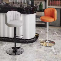 Tabouret de bar moderne de luxe léger avec cadre en fer, dossier réglable et pivotant, pour comptoir de caisse, chaise haute pivotante commerciale