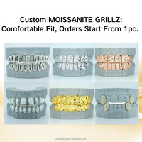 Personnalisé Glacé Hip Hop Bling VVS Moissanite Grillz 8 sur 8 Open Face Grillz Creux 925 Sterling Silver Moissanite Grillz