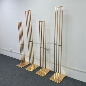 Nuevo 4 unids/set accesorios de boda líneas cuadradas chapadas en oro fondo de plomo de carretera diseño de escenario Pantalla de estante de exhibición geométrica - Product Image 2