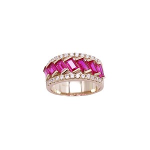 Anillo de Diamantes Europeo Americano Minimalista Unisex de Plata 925 con Rubí Natural Color Sangre de Pichón y Diamantes Brillantes de Lujo, Nuevo Estilo - Product Image 5