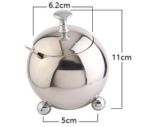 <span class=keywords><strong>Zuccheriera</strong></span> in <span class=keywords><strong>Acciaio</strong></span> Inox con Coperchio e Cucchiaio, Design Moderno Rotondo per Cucina e Sala da Pranzo - Product Image 6