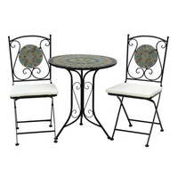 Table basse en fer forgé, décoration mosaïque KD, ensembles de jardin