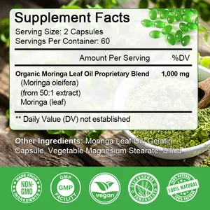 Gestione del peso estratto di foglie di Moringa capsula 120 pz integratori a base di erbe Moringa softgel capsula