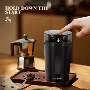 Aigostar macinacaffè elettrico, 200W, livello di macinazione regolabile, macinino per spezie 60g per chicchi di caffè, noci, spezie, grani, nero - Product Image 6