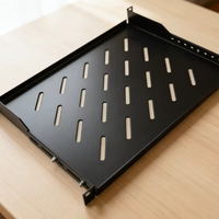 Étagère de serveur coulissante fixe en acier SPCC de 19 pouces, 1U 2U, cantilever, profondeur 500 mm, plateau noir RAL9004, ANSI/EIA RS-310-D, 50 kg