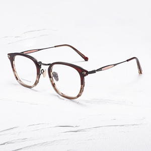 Oval Full Rim <b>Eyeglasses</b> Solid Brown Titanium <b>Frame</b> Unisex Classic Anti-Uv Lightweight Vision Correction <b>Frames</b> - Product Image 5