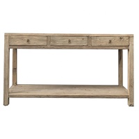 Table d'Angle Murale Antique Vintage en Bois Massif de Récupération avec Étagère