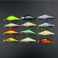 Leurre Minnow coulant 55mm 4.7g avec yeux 3D simulés, appât dur artificiel avec hameçon triple pour la pêche au bar, au bar de mer et au poisson-chat
