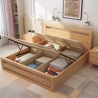 Ensemble de chambre à coucher en chêne massif, design moderne double, avec tables de chevet, simple, pas cher, de haute qualité