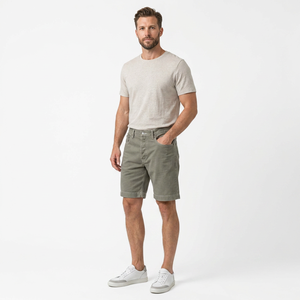 Shorts Bermuda en toile de coton unie pour homme, taille mi-haute, fermeture boutonnée, coupe décontractée internationale, respirant, style tissé - Product Image 2