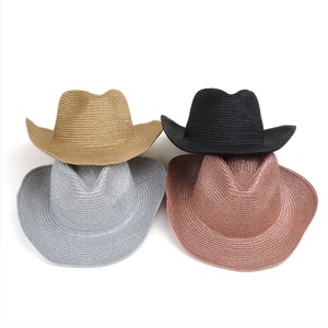 Cowboy <b>Hat</b> Unisex Wide Brim <b>Straw</b> Sun <b>Hat</b> Outdoor Fashion Spring Summer Adult - Product Image 2