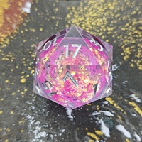 Dés à jouer individuels Cusdie D20 D&D, bords tranchants, intempéries en feuille de paillettes, 20 faces, 55 mm, faits à la main, pour jeux de rôle (Orange/SG)