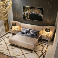Meubles de chambre à coucher modernes haut de gamme, tête de lit rembourrée en cuir écologique, ensemble de lit luxueux, lits extra larges et moelleux