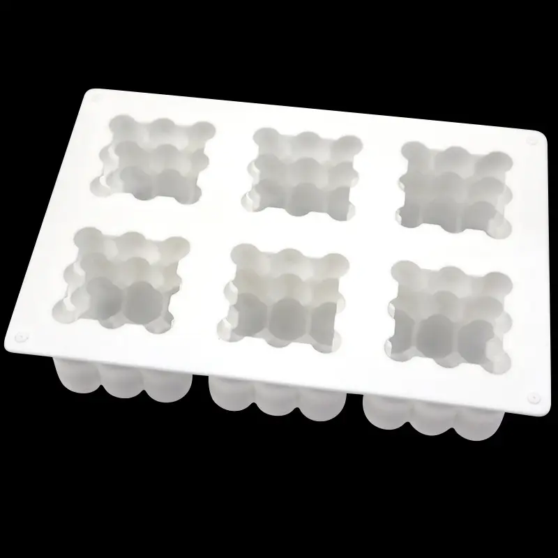 6 Cavity Mousse Cake Molds 3D Magic Square Bubble Cube Silicone Candle Mold