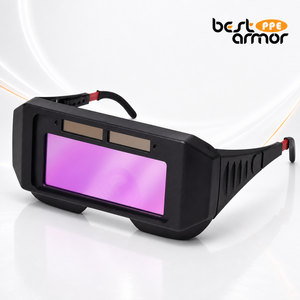 Gafas de soldadura con dos ventanas frontales y lente rosa, con ventilación diagonal y correa trasera para banco de soldadura - Product Image 1