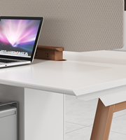 Poste de travail de bureau moderne modulaire pour 2 personnes avec écran, tiroir verrouillable, boîte à câbles, structure en acier, bureau pour personnel en open space