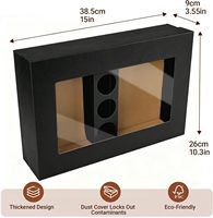 Boîte de service extérieure en carton noir avec couvercle transparent, plateaux de traiteur jetables et robustes pour plats à emporter