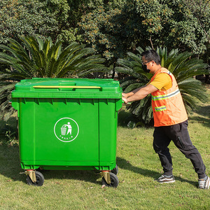 Customized 660L extra-large capacity wheeled sanitation <b>bin</b>, 1100L push-pull trailer type. - Product Image 1