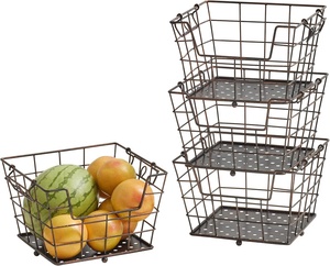 Supporto per frutta e verdura a 4 livelli in metallo con pavimento in piedi cesto di frutta/stoccaggio per la casa, nero antico - Product Image 5
