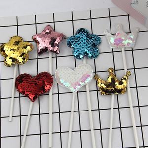 Nuevo Adorno Brillante para Pastel de Cumpleaños con Forma de <span class=keywords><strong>Estrella</strong></span>, Corona y Flor, Decoración para Mesa de Postres, Adorno para Pastel de Felicitación - Product Image 3