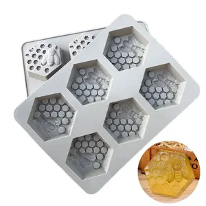6 Cavity Bee Hexagonal Honeycomb Silicone Soap Mold DIY Craft Handmade Soap Making Cake Chocolate Baking Making Accessories