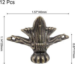 Litoexpe Pcs Pieds de boîte à bijoux en laiton antique, pieds décoratifs en métal pour meubles, supports pour étuis, boîtes à bijoux, boîtes à outils - Product Image 3