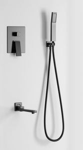 Modern Minimalist One Function Brass Concealed Bathroom <b>Shower</b> Set Hotel Black Chrome <b>Waterfall</b> Bathroom Mixer - Product Image 4
