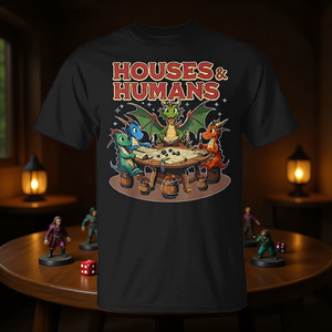 Camiseta para gamers Houses & Humans, color negro, unisex, talla mediana para adultos - Product Image 3