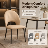 Chaise de salle à manger moderne à dossier ouvert avec rembourrage doux, chaise d'appoint ergonomique sans accoudoirs pour salon et restaurant