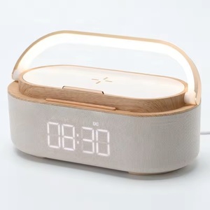 Réveil multifonctionnel, produits intelligents, chargeur de téléphone sans fil, veilleuse, lampe de bureau à intensité réglable, petit haut-parleur - Product Image 1