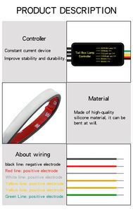 Tira de luces <span class=keywords><strong>LED</strong></span> <span class=keywords><strong>RGB</strong></span> para coche y motocicleta, señal de giro intermitente de fantasía, luz de freno decorativa multifuncional, 22cm, 12V - Product Image 6